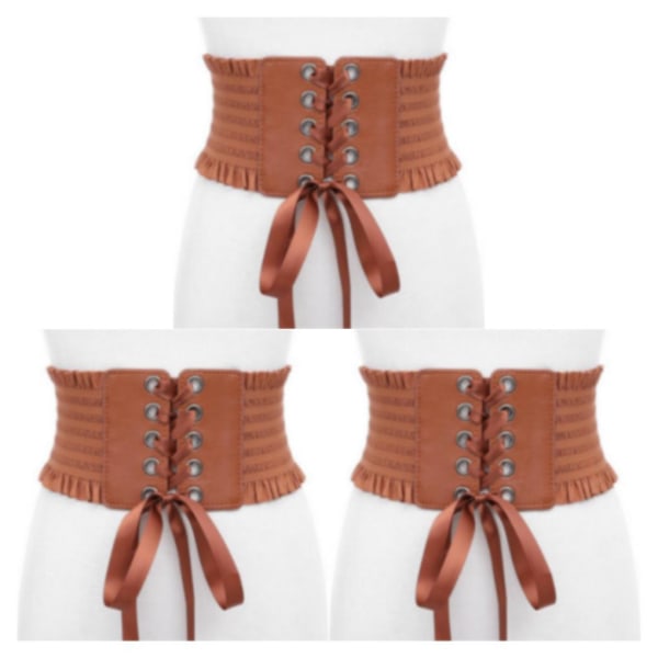 1/2/3/5 Dam Charm Midjeband Bred underbyst Cosplay Strechy rosett Light Brown Type A 3Set