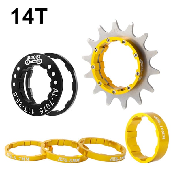 1/2/3/5 14T Single Speed ​​Svänghjul Adapter Kassett distanser gold 14T 1 Pc