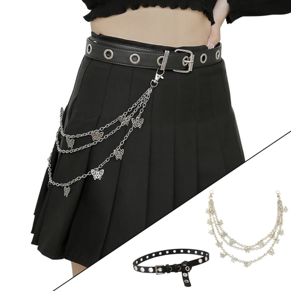 1/2/3 punk midjebälte kedja justerbar för kvinnor män flicka pojke Chain and Belt 155g 1Set