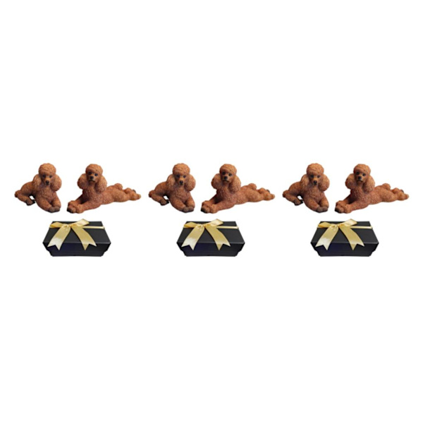 1/2/3 Pudel Hund Staty Djur Figurine Vardagsrum Kontor Light Brown 8.6x4x6cm 12.5x4x5.8cm 3Set