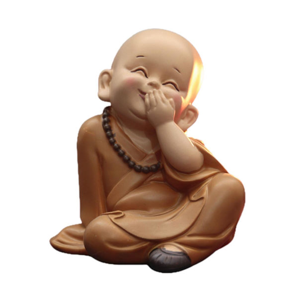 1/2/3 Söt Buddha Staty Monk Figurine Ornament Little för cover mouth laugh height 10cm 1Set