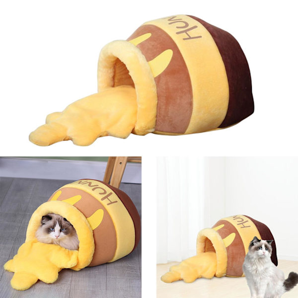 Honey Pot Pet Kattsäng Soft Cave Nest Sleep Bed Kennel med Mat Honey pot