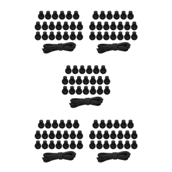1/2/3/5 20st plastsnörelås Ändfjäderbelastad slider + För Black Style 4 5Set