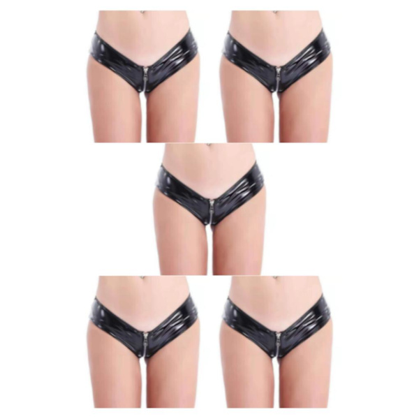 1/2/3/5 Underkläder Butt Briefs Front Open Sexig Nattklubb Tvättbar Black/XL 5PCS