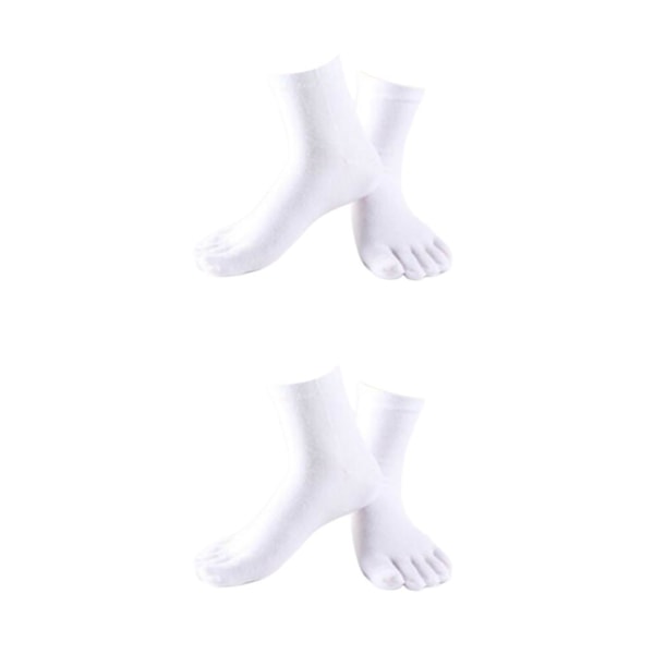 1/2/3/5 1Par För Comfy Five Toe Strumpor Bomull High Crew Sock White 2Set