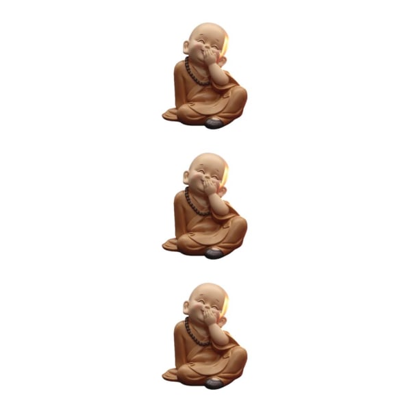 1/2/3 Söt Buddha Staty Monk Figurine Ornament Little för cover mouth laugh height 10cm 3Set