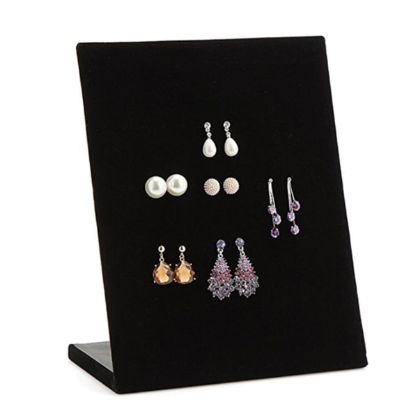 L-formad Stativ Sammetsbräda Örhänge Dingle Stud Holder Display Black 22x20x10.5cm