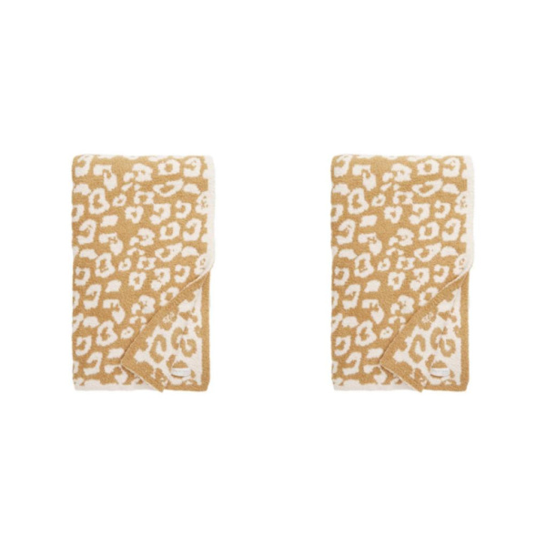 1/2/3 Throw Blanket Leopard Print Flanell Fleece Filtar Plysch light tan 40x47in 2Set