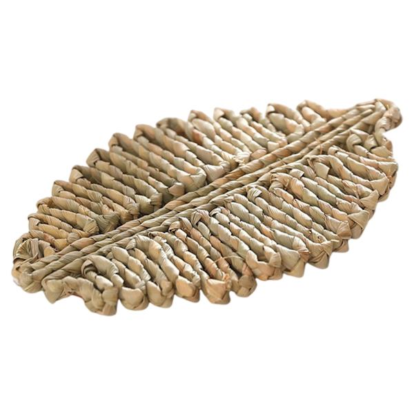 1/2/3/5 Rattan Placemat för Creative Thicken Khaki Leaf Shaped Light Brown 23x16cm 5Set