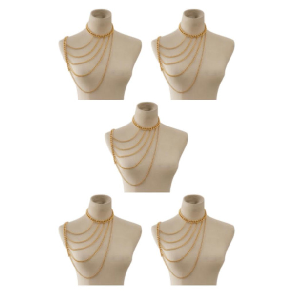 1/2/3/5 Body Chain Multi lager En Shoulder Smycken Tofsar Golden 5Set