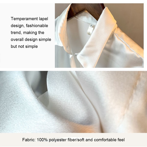 Kvinnor Button-up skjorta Arbetar Lapel Blus Kläder Kläder White S
