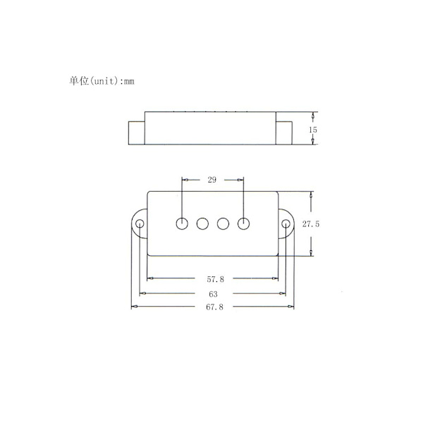 1/2/3/5 Elbas Öppet cover för 4-strängade basdelar Black 67.8 x 27.5 x 15mm 1Set