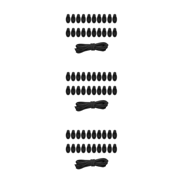 1/2/3/5 20st plastsnörelås Ändfjäderbelastad slider + För Black Style 3 3Set