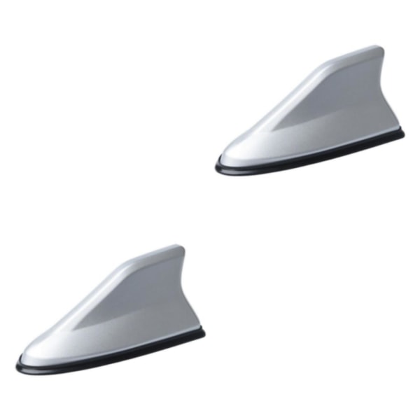 1/2 Shark Fin Antenn Universal Bil Dekorativ Vattentät Auto silver 2Set