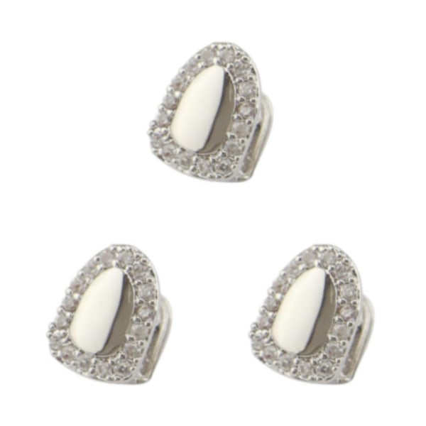 1/2/3/5 Single Caps för Hip Hop smycken för Mun Top Bottom Silver 0.8 x 1.1cm 3Set