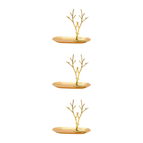1/2/3/5 Smycken Organizer Stand Fack Display Rack för ringar Large Antler Style A 3Set