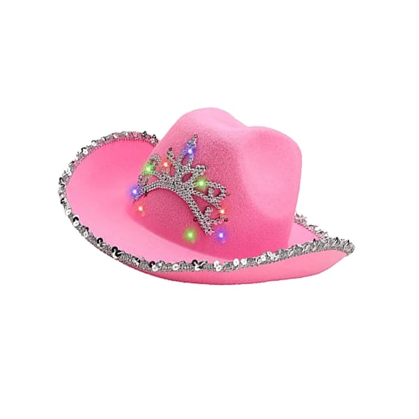 1/2/3 Western Style Cowboy Cowgirl Hatt med För Tiara för kvinnor Sequin brim 1 Pc