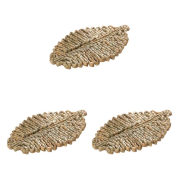 1/2/3/5 Rattan Placemat för Creative Thicken Khaki Leaf Shaped Light Brown 23x16cm 3Set