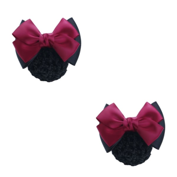 1/2/3/5 tyg lätt att bära Elastiska hårnät för moderiktiga Two Bows- rose red 2Set