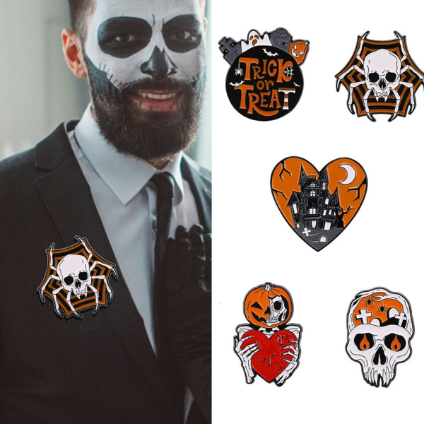 1/2/3/5 Halloween-serien Emalj Pin Utsökt och fashionabelt Spider Skeleton 1 Pc