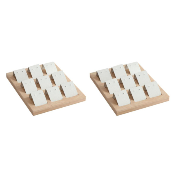1/2/3 trä örhängeskorthållare med bricka för smycketillbehör 9 Pair White 2Set