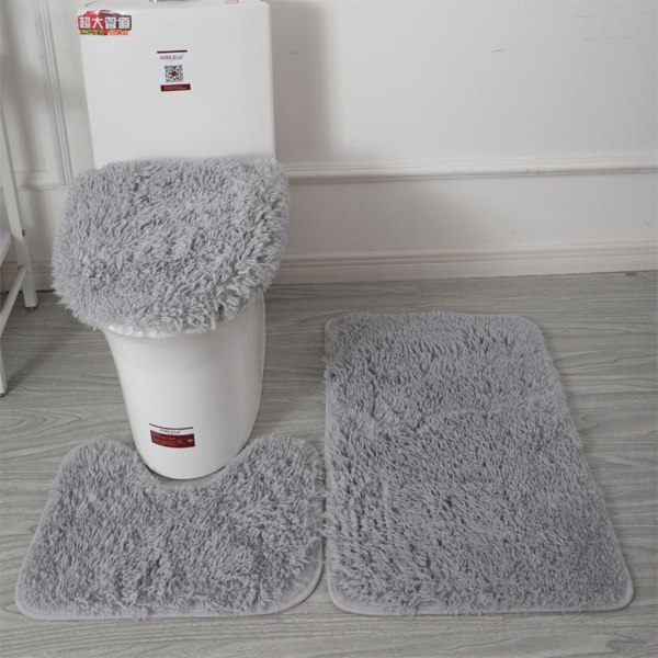 3st PU Mjuk Textur Stark Vattenabsorption Toalettmatta Set För Grey