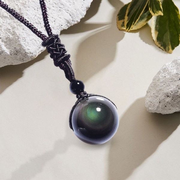 1/2/3/5 Natural Necklace Obsidian Pendant För Talisman Bra 14mm 1Set