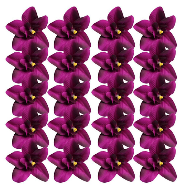 1/2/3 20 st konstgjorda sidenorkidéblomhuvuden för DIY-bröllop Purple 1Set