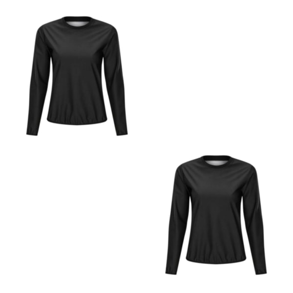 1/2 Dam Bastu Kostym Midjetrimmer Toppar Fitness Kläder Black XL 2Set