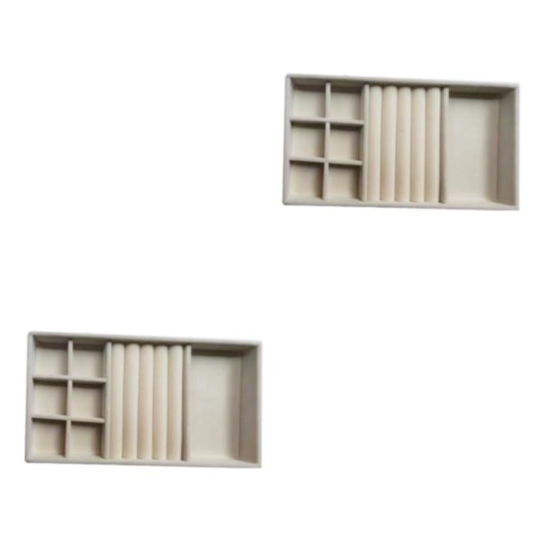 1/2/3/5 Stapelbar smyckesbricka Multipurpose Portable Velvet för Beige 3 in 1 2Set