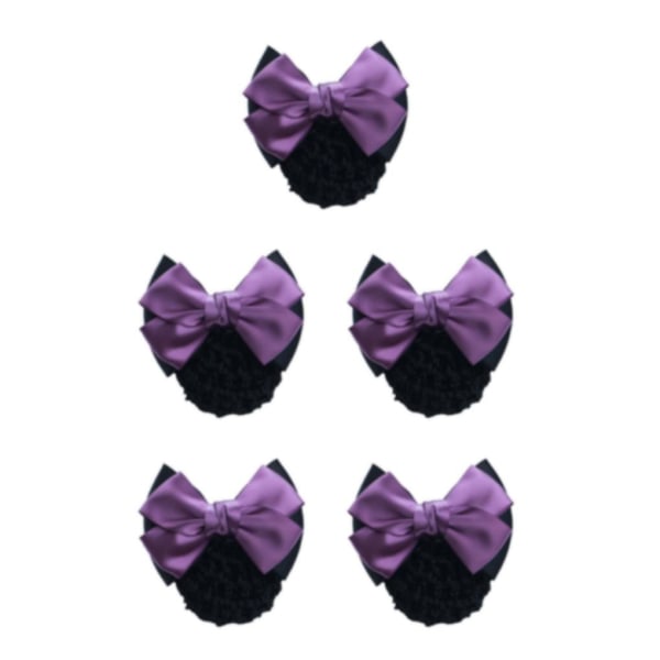 1/2/3/5 tyg lätt att bära Elastiska hårnät för moderiktiga Two-Bows-purple 5Set