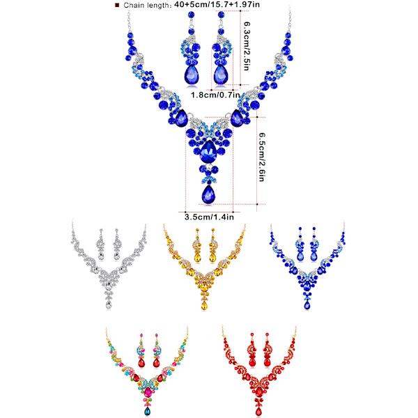 1/2/3/5 3 stycken/ set kvinnor halsband bröllop bröllop örhänge Blue 1 Pc