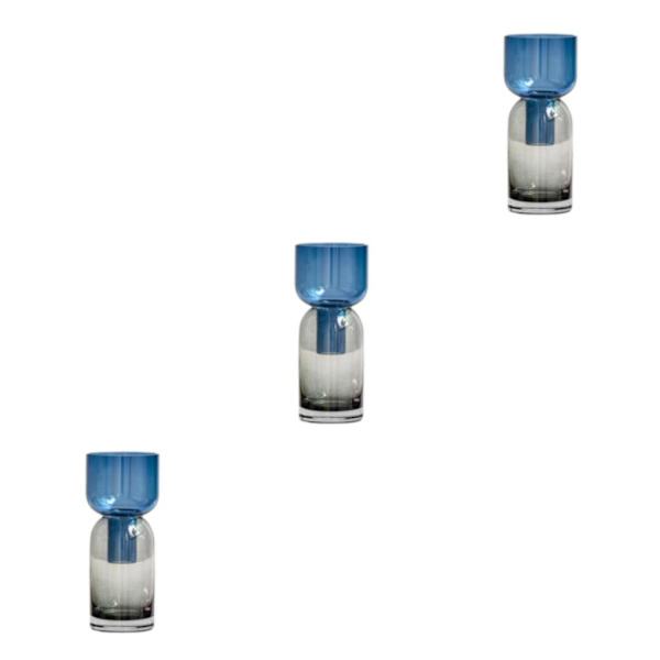 1/2/3 Minimalistiska färgglada glasvaser Hem Hand Vas Pot Room Blue gray 8x8x19CM 3Set