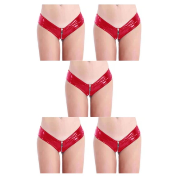 1/2/3/5 Underkläder Butt Briefs Front Open Sexig Nattklubb Tvättbar Red/3XL 5PCS