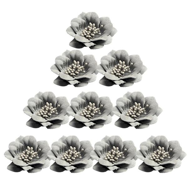 1/2/3/5 10 stycken Camellia Flower Heads för gör-det-själv-hårtillbehör Grey 4.5cm 1Set