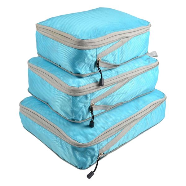 Kompressionsresväska Slitstarka Bagage Organizer Väskor Blue 3 pcs