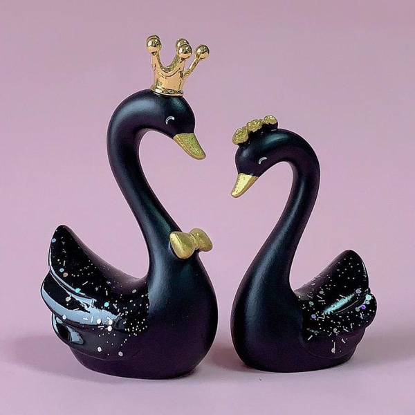 1/3/5 Resin Swan Staty Figuriner Skulptur Tårta Instrumentbräda Dekor Large Black 9cm 1Set