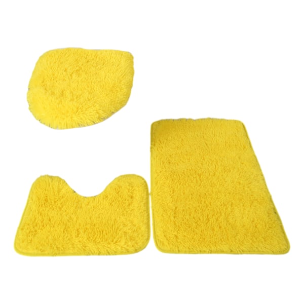 3st PU Mjuk Textur Stark Vattenabsorption Toalettmatta Set För Yellow