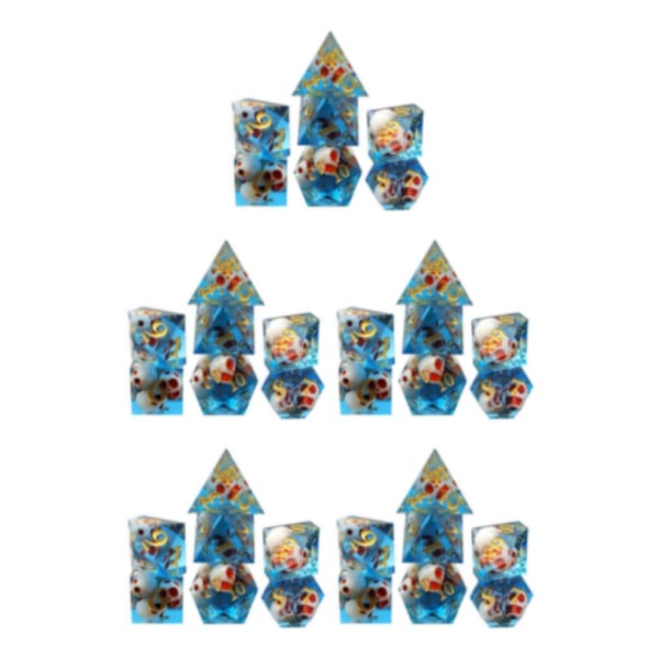 1/2/3/5 7x polyedriska tärningar D4-D20 tärning, för bordsspelsfest Blue 5Set
