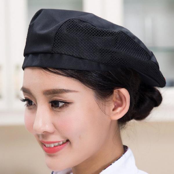 1/2 Kock Hatt Spis Cap Servitör Baker Head Wrap Restaurang Arbete Black 56-60cm 1Set