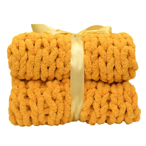 Handstickad chunky stickad filt av polyester i olika färger turmeric