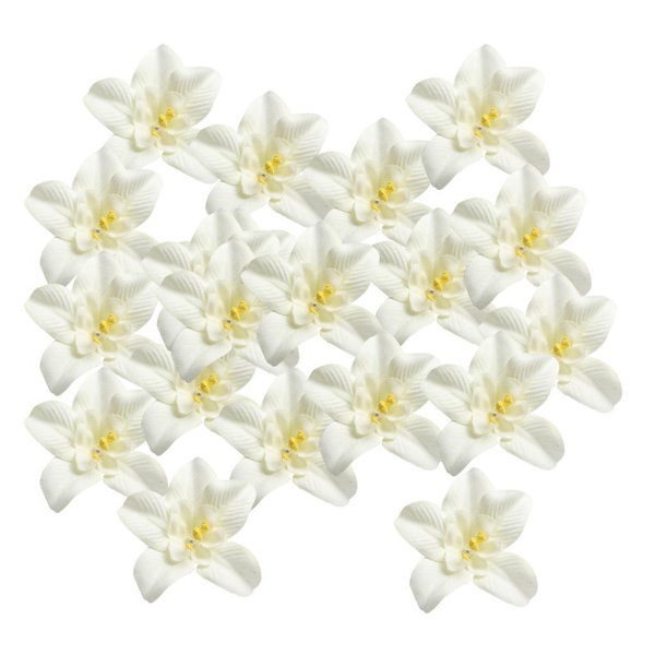 1/2/3 20 st konstgjorda sidenorkidéblomhuvuden för DIY-bröllop Off white 1Set