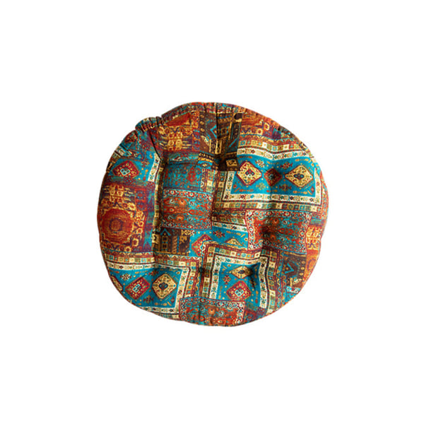 Boho-stil utomhus rund vändbar sittdyna – Round Blue（55cm）
