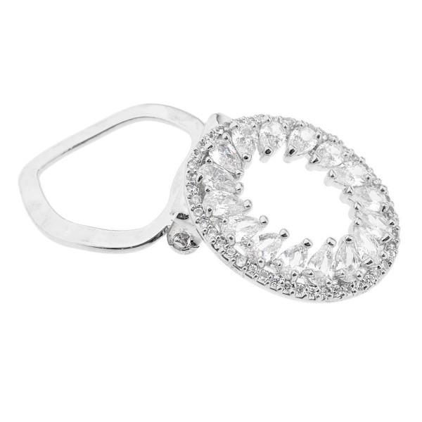 1/5 Hollow Circle Flower Zircon Ring Silk Chiffong Scarf Clip 1Set
