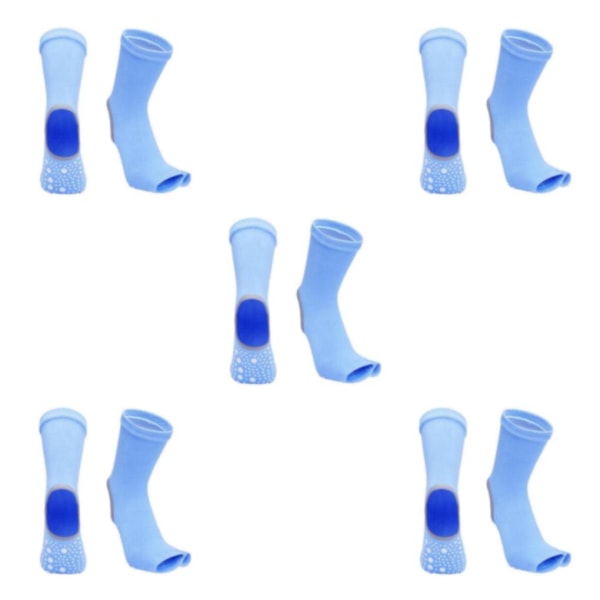 1/2/3/5 Yoga Socks Dam Tålös Non För Slip Gummi Grip Heel Blue 24x13cm 5Set