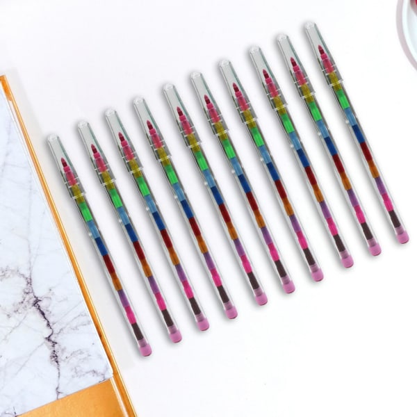 1/2/5 10x Rainbow Stacking För Crayons Pedagogisk Toy Smooth 1Set