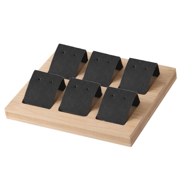 1/2/3 trä örhängeskorthållare med bricka för smycketillbehör 6 Pair Black 1Set