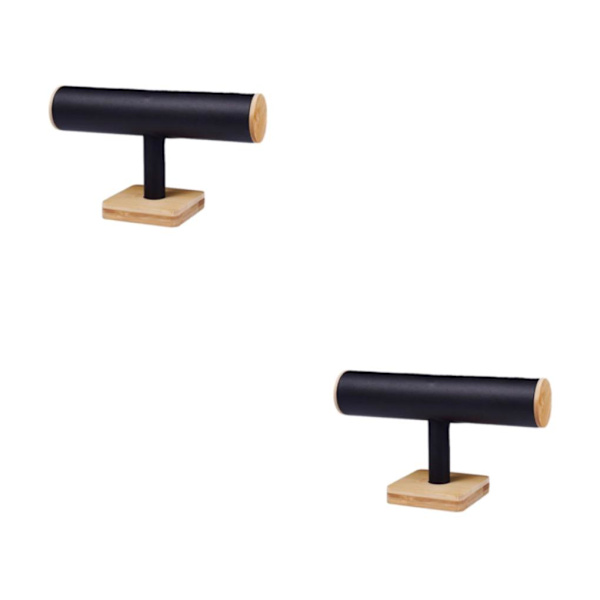 1/2 trätillverkat armbandsskärmstativ, hållbart och utsökt hantverk Black 2Set