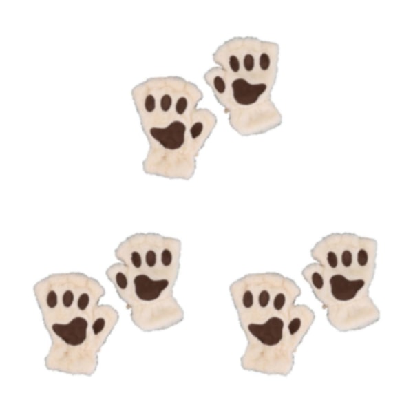 1/2/3/5 Fashionabla Bear Claw fingerlösa handskar för breda beige 3Set