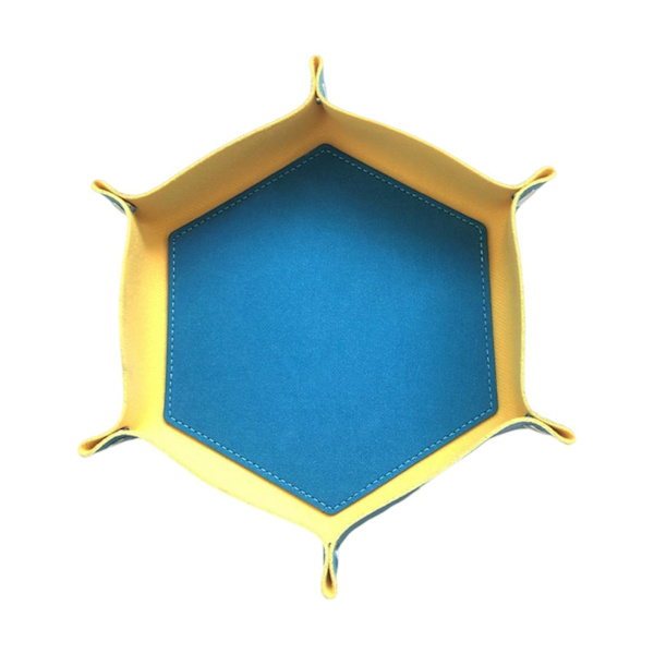 1/2 tärningsbricka PU-läder dubbelsidig tärningsmatta för brädspel Blue Yellow 1Set